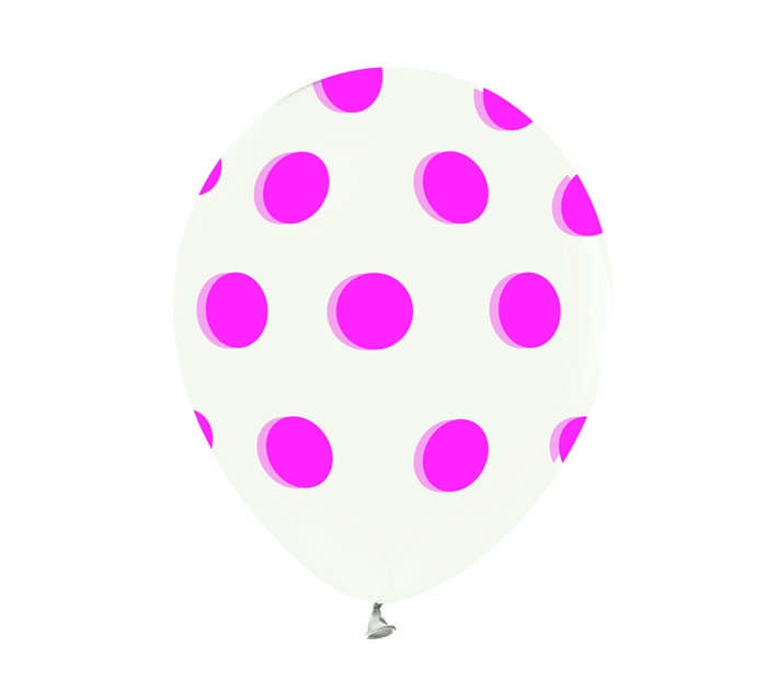 Balloon Printed 12 Inch Clear Clear Points Pink Pk:100 Kl:50