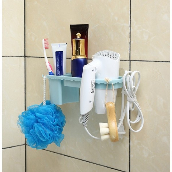 Bathroom Organizer Shelf Blow Dryer Hanger