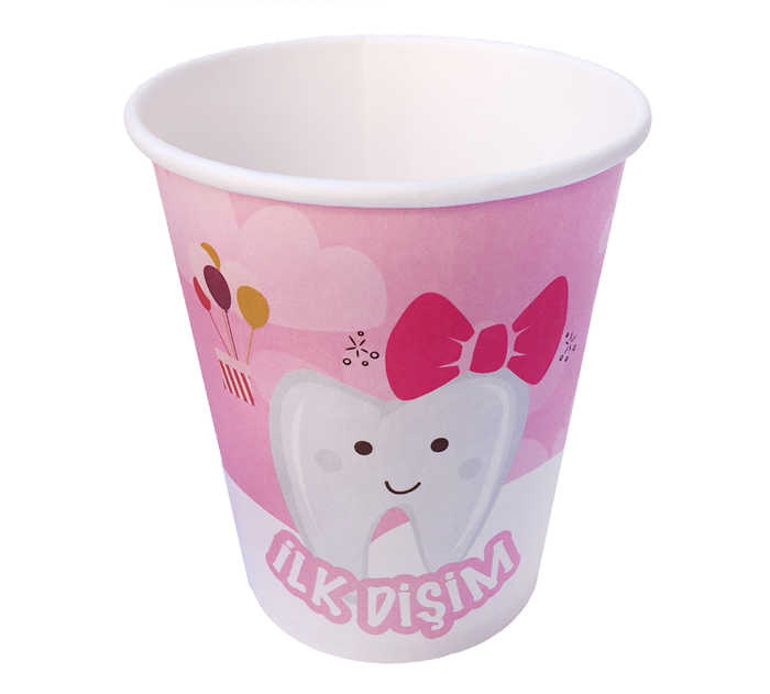 Cup Carton First Tooth Pink 8Oz Pk:8-100