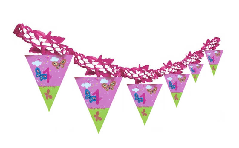 One Year Girl Birthday Party Decorations Pennant