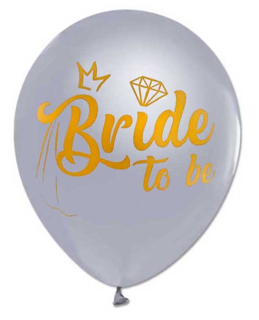 Bride To Be Printed Silver Metallic Balloon 100 Pcs