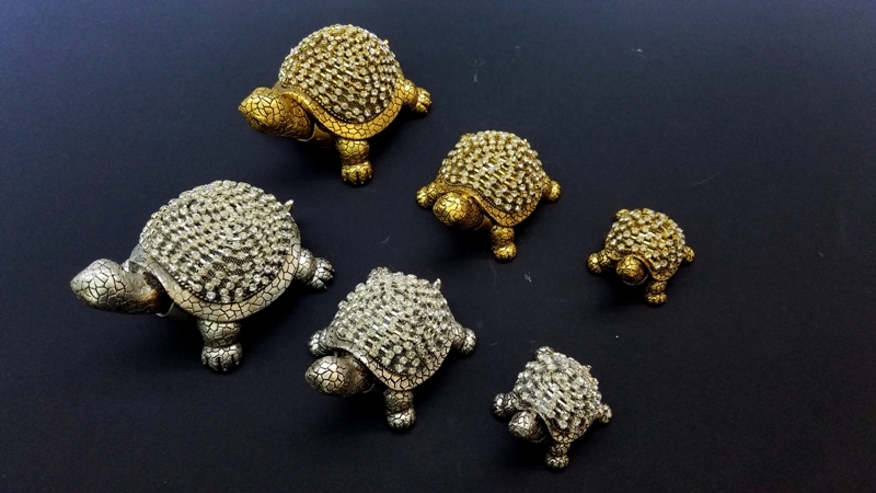 Bronze Tortoise Trinket Console Set of 3