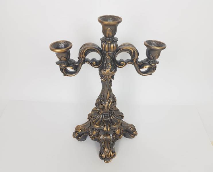 Large Size Gold Color 3-Arm Candlestick