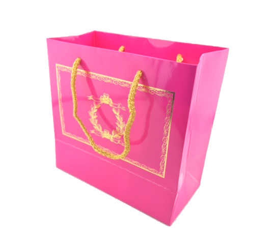 Bag Carton With Gold Leaf 20X20 Cm Fuchia Pk:10-16