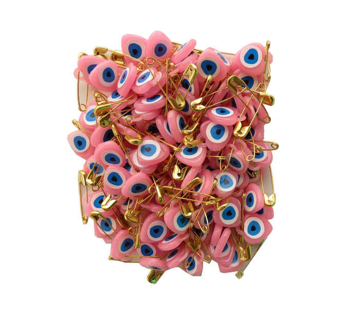 Safety Needle Evil Eye Bead Pink P100-100