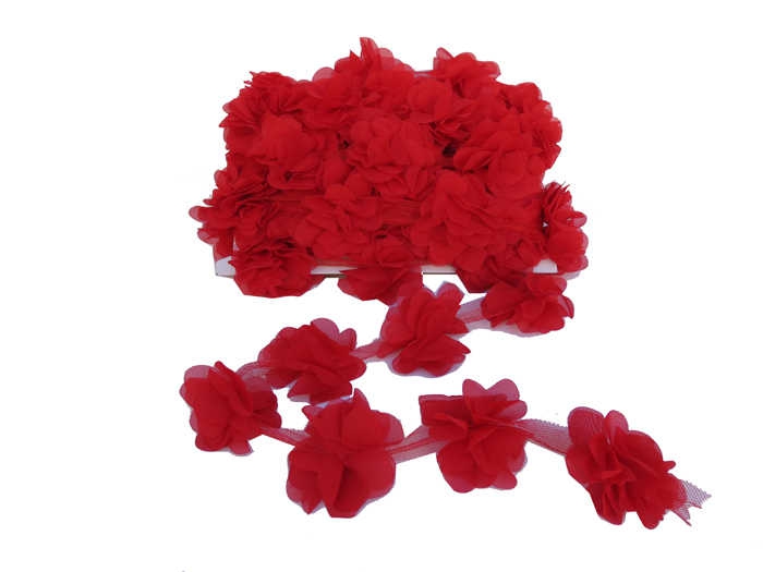 Flower Tulle Laz.Cut.Large Red P10Yard(120Flower)-80