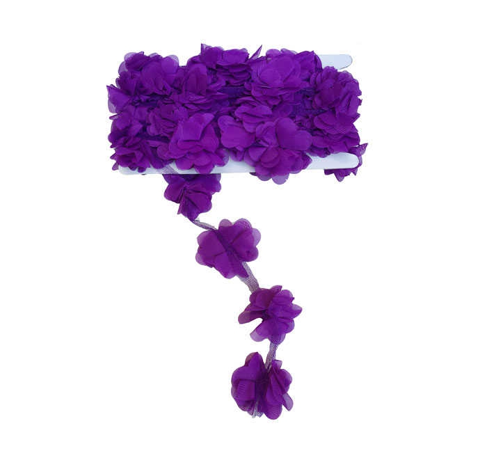 Flower Tulle Laz.Cut.Large Purple P10Yard(120Flower)-80