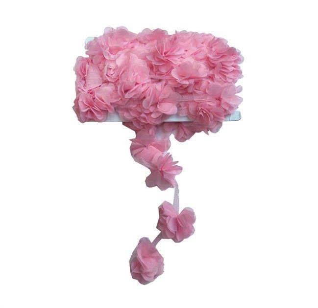 Flower Tulle Laz.Cut.Large Pink P10Yard(120Flower)-80