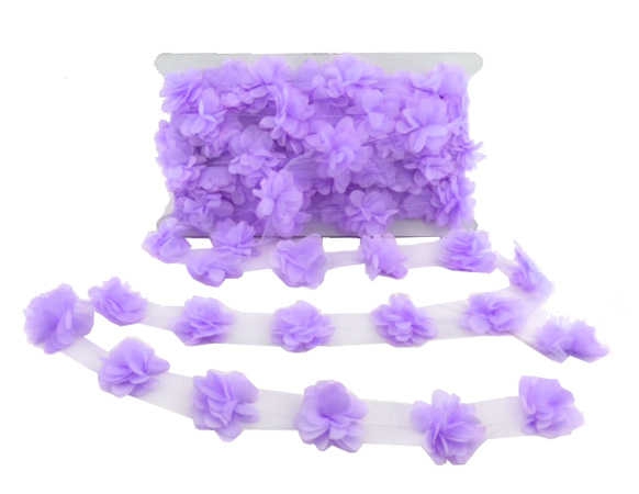 Flower Tulle Laz.Cut.Small Lilac P10Yrd(150Pcs.)P1-100