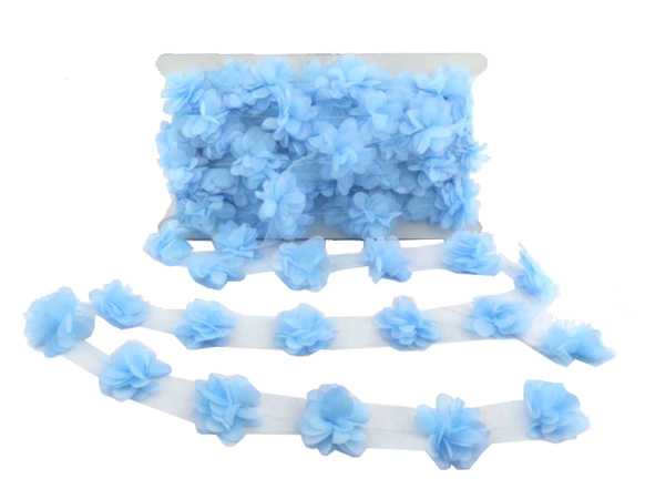 Flower Tulle Laz.Cut.Small Blue P10Yrd(150Pcs.)P1-100