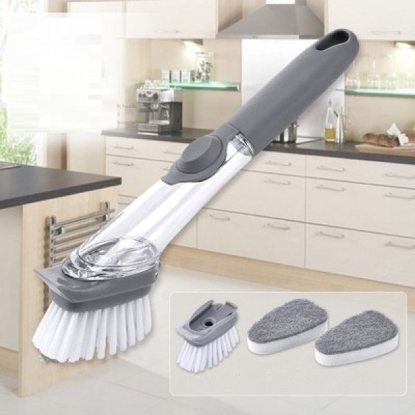 3 Head Dish Brush With Detergent Tank