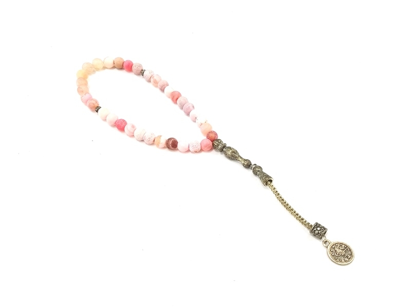 Natural Stone Pink Agate Rosary