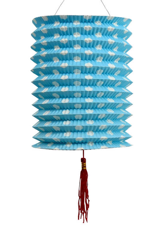 Lantern Accordion Fringe Medium Size Blue P10-60