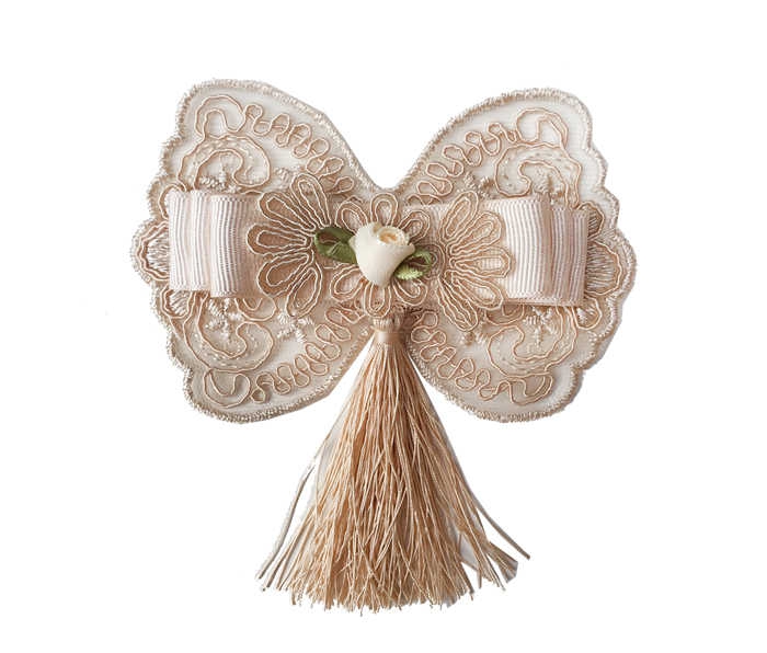 Butterfly Butterfly With Bow Lace And Fringes 10Cm C.Cream Pk:20