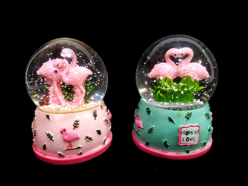 Flamingo Snow Globe Large Wind Up