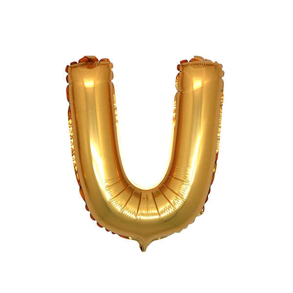 Foil Balloon Letter U Gold 16 Inc(40Cm) Pk:1 Kl:500