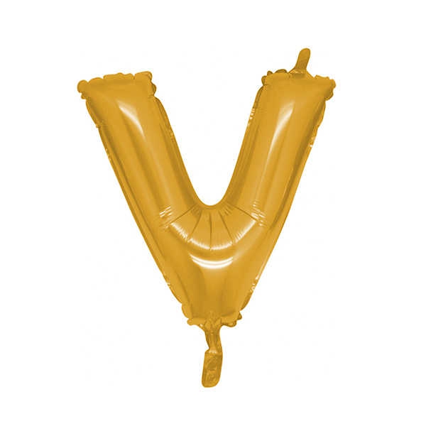 Foil Balloon Letter V Gold 16 Inc(40Cm) Pk:1 Kl:500