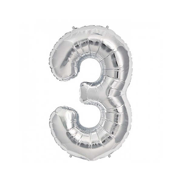 Foil Balloon Figure 3 Silver 40 Inch P1-200