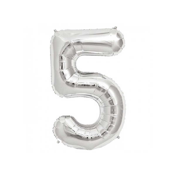 Foil Balloon Figure 5 Silver 16 Inc(40Cm) Pk:1 Kl:500