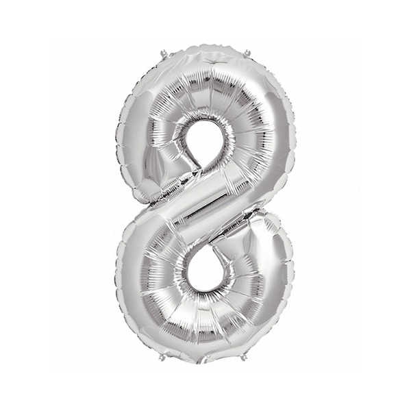 Foil Balloon Figure 8 Silver 16 Inc(40Cm) Pk:1 Kl:500