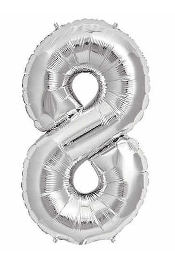 Foil Balloon Figure 8 Silver 32 Inch P1-200