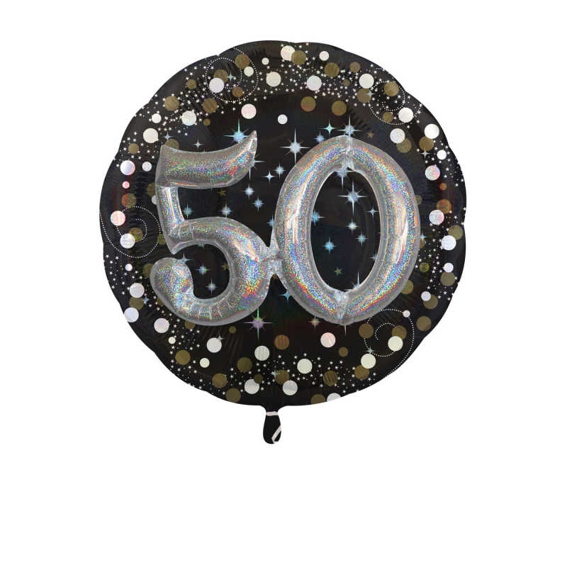 Foil Balloon Sparkling Birthday 50 Ages 81X81Cm Double Set Anagram Brand