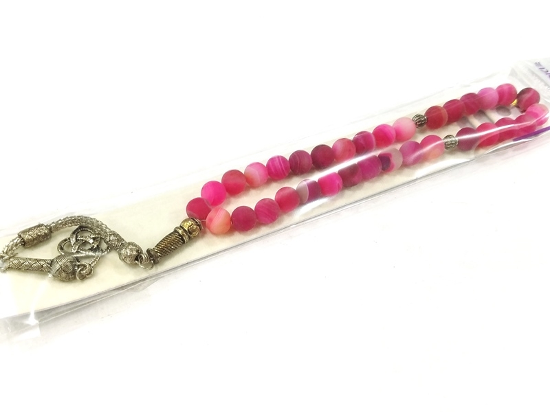 Genuine Natural Stone Pink Agate Rosary