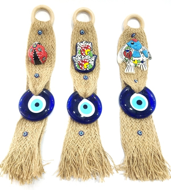 Straw Cord Hangable Evil Eye Beads Ornament