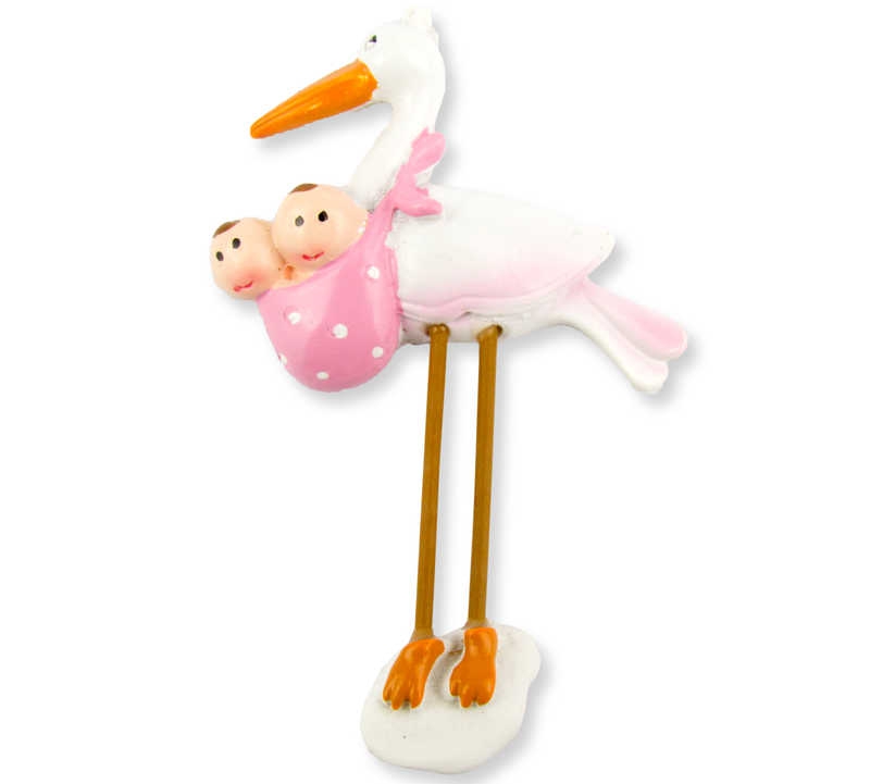 Twin Baby Mevlid Gifts Pink Stork Trinket