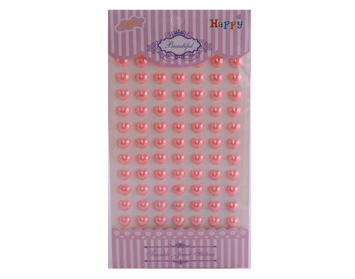 Pearl Heart Sticker Pink Pk:77 Kl:500