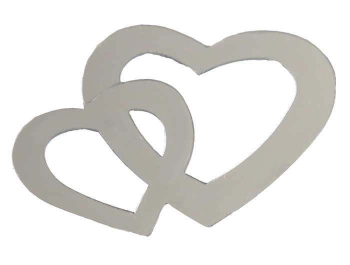 Heart Double Metallized Ornament Silver Pk:50 Gr Kl:100