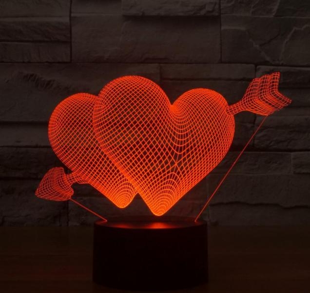 Heart Shaped 3D 3D Illusion Lamp