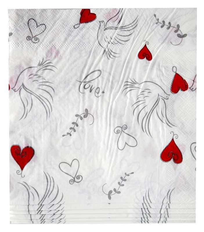 Heart And Bird Printed Napkin