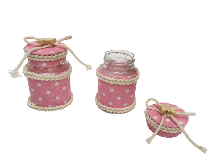 Jar With Plastic Lid Adorned Pink P12-360