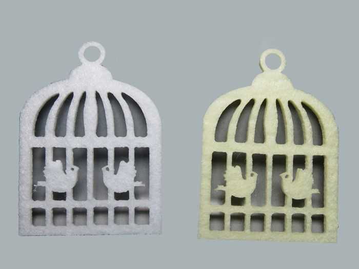 Felt Bird Cage White With Birds P50-100