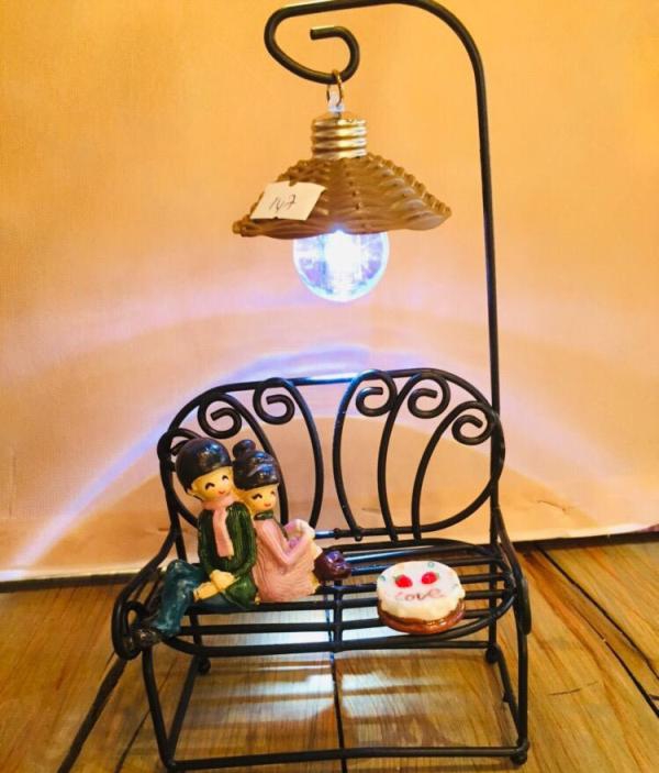 Cute Couple Trinket Lamp Sitting on Sofa