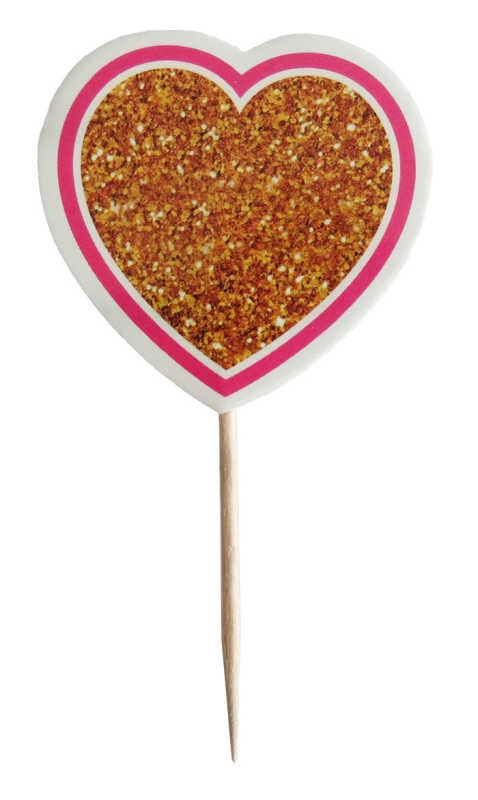 Toothpicks Evadan Heart Gold Pink Pk:10 Kl:50