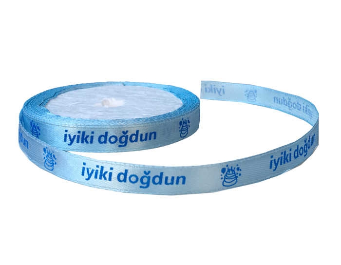 Ribbon Happy Birthday Written 1Cm 100Mt Blue P10-60