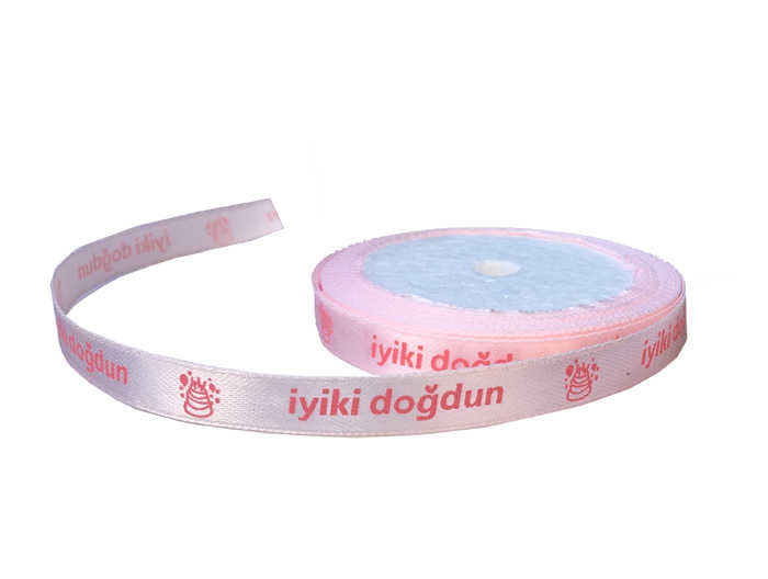 Ribbon Happy Birthday Written 1Cm 100Mt Pink P10-60