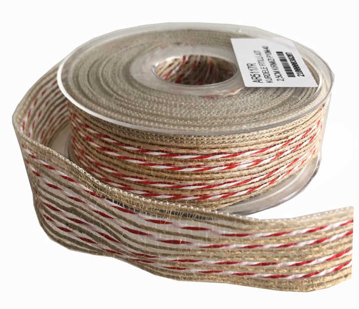 Ribbon Jute Cross Wick 2.5 Cm 10M Red Pk:1 Kl:40