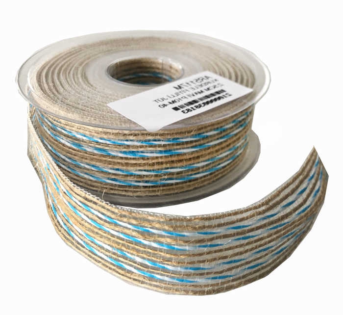 Ribbon Jute Cross Wick 2.5 Cm 10M Blue Pk:1 Kl:40