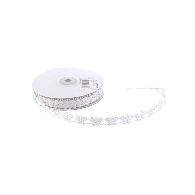 Ribbon Butterfly Silvery 2Cm White Pk:20Yard Kl:180