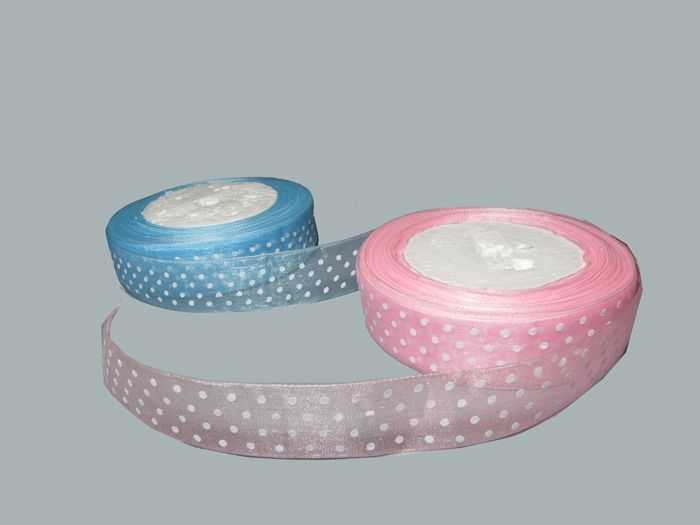 Ribbon Organze Spotted Blue 125Yard 2Cm P5-40