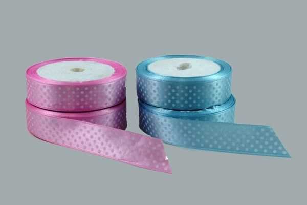 Ribbon Satin Spotted Blue 100Mt 2Cm P10-40