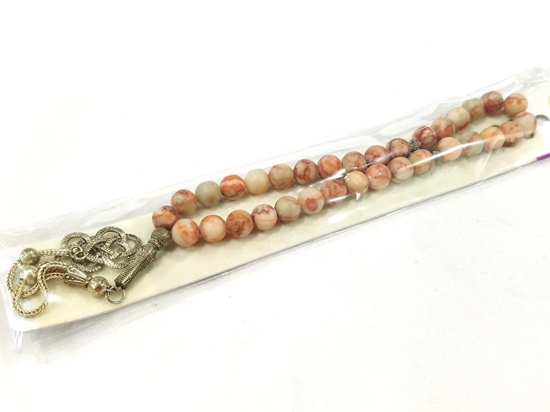 Globe Cut Matt Striped Agate Rosary