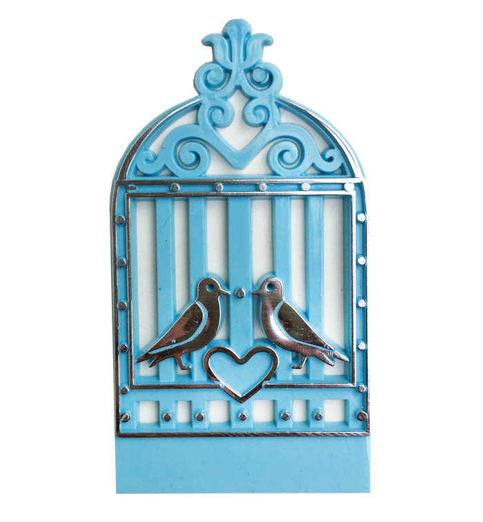 Bird Cage Heart Plastic Blue Pk:25-60