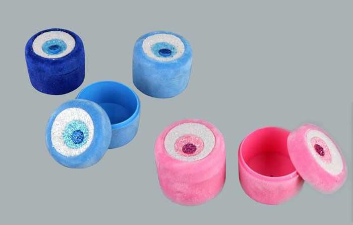 Box Evil Eye Bead Flock Coating Pink P10-500