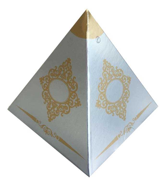 Turkish Delight Holder Cardboard Pyramid Pattern Silver P50-100