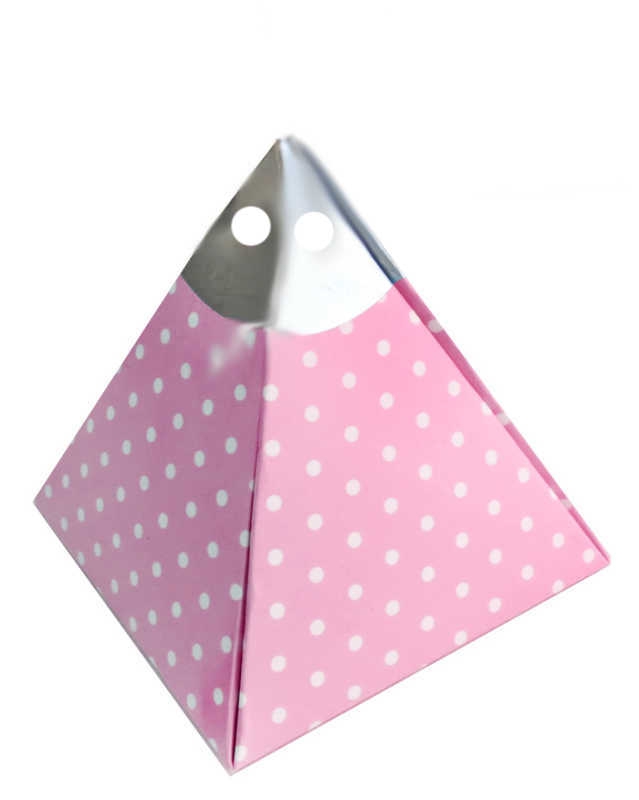 Turkish Delight Holder Cardboard Pyramid Dotted Pink Pk:50 Kl:100