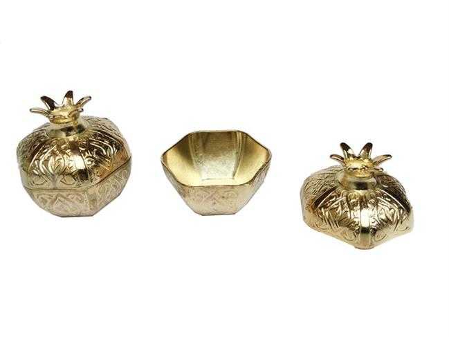 Turkish Delight Holder Pomegranate Metal Small Gold P20-880